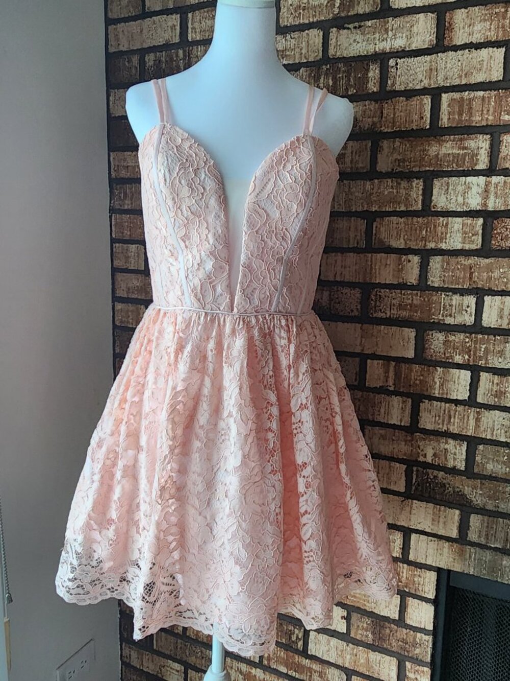 Elizabeth K by gls Pink Lace Balletcore Dress Spaghetti Straps Size L